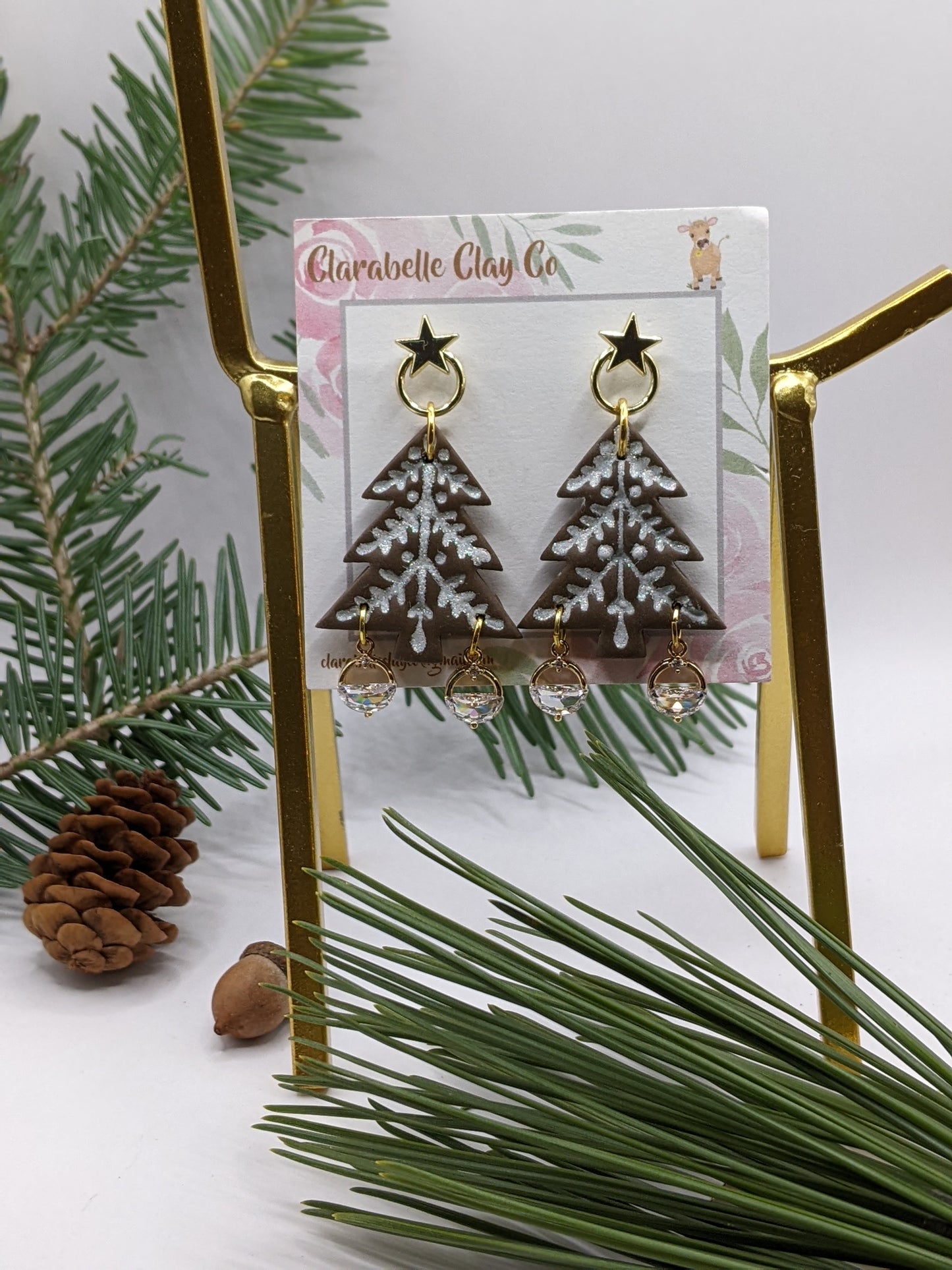 Gingerbread Christmas Tree Earrings