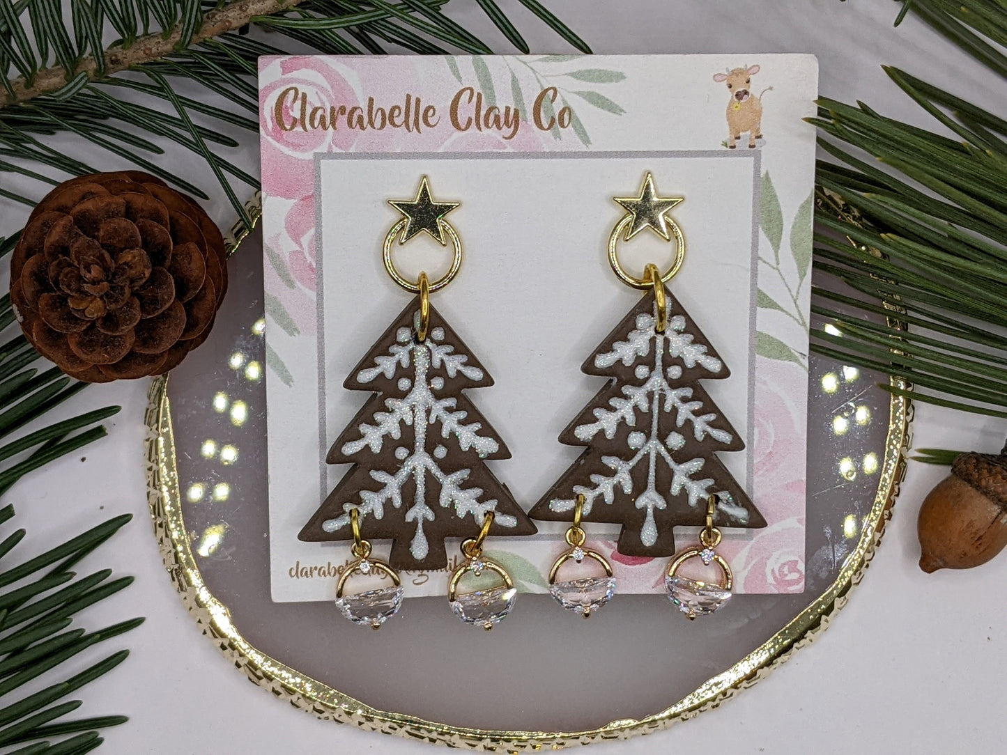 Gingerbread Christmas Tree Earrings