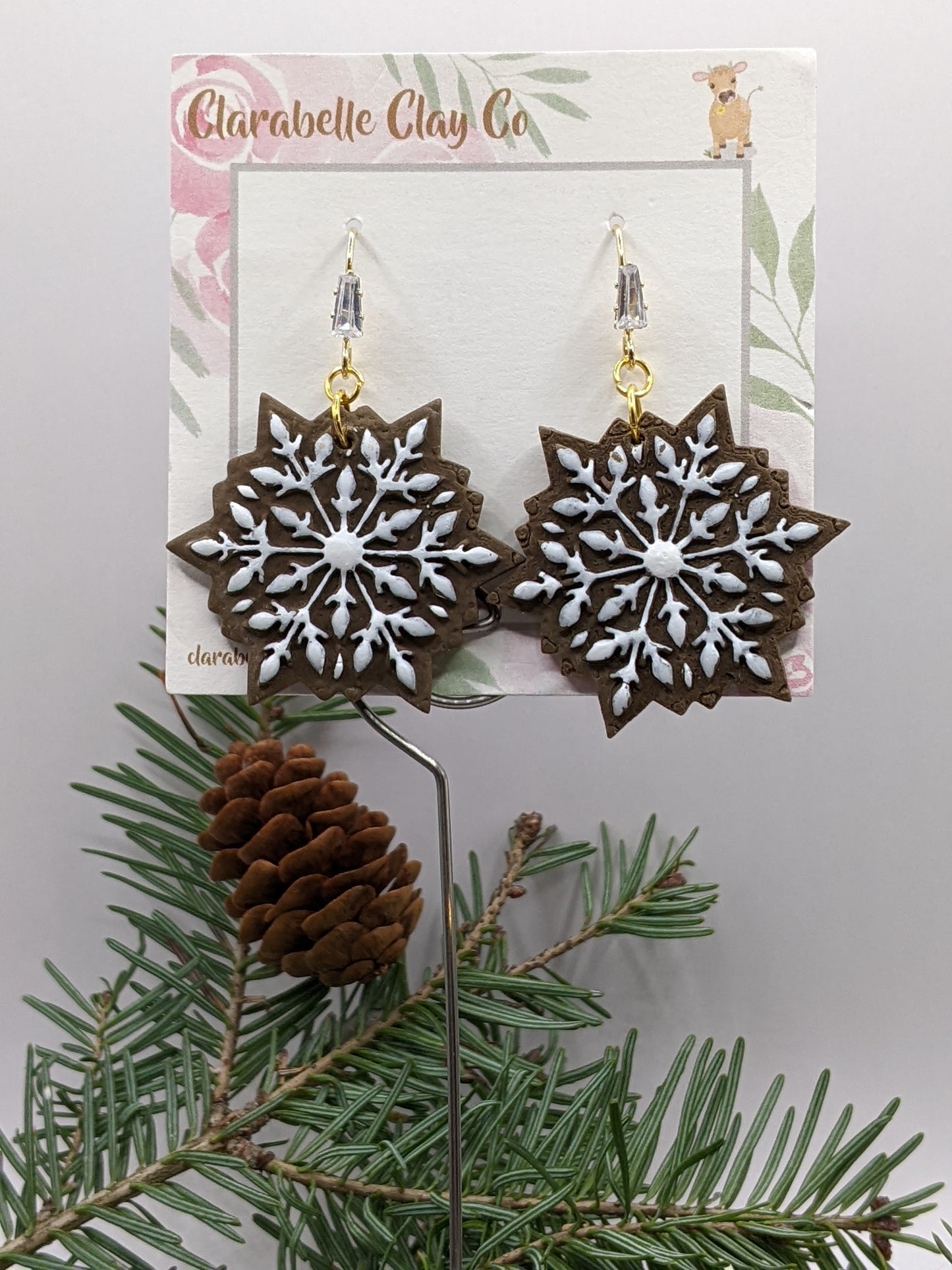 Gingerbread Snowflake Earrings