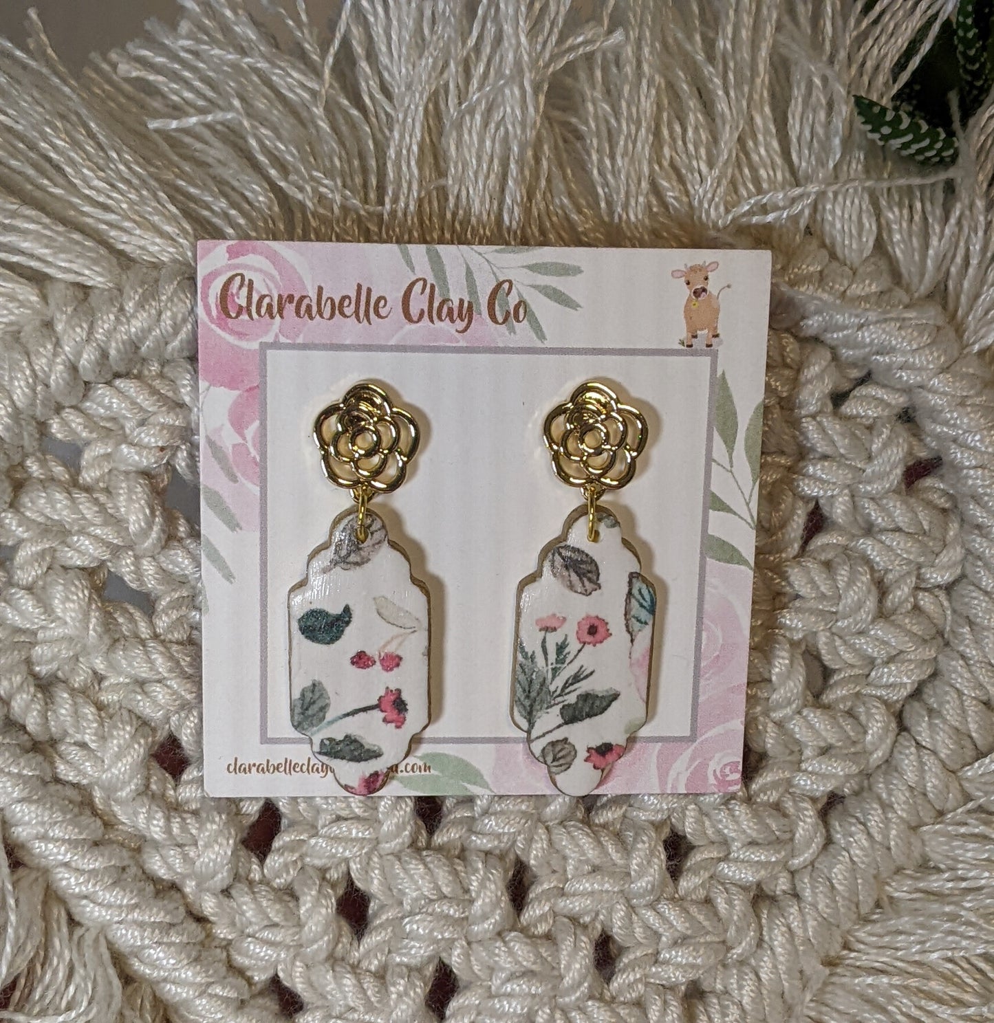 Floral Printed Earrings with Gold Flower Posts