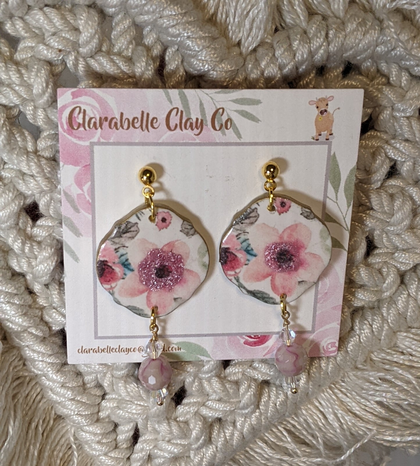 Floral Printed Earrings with Gold Flower Posts