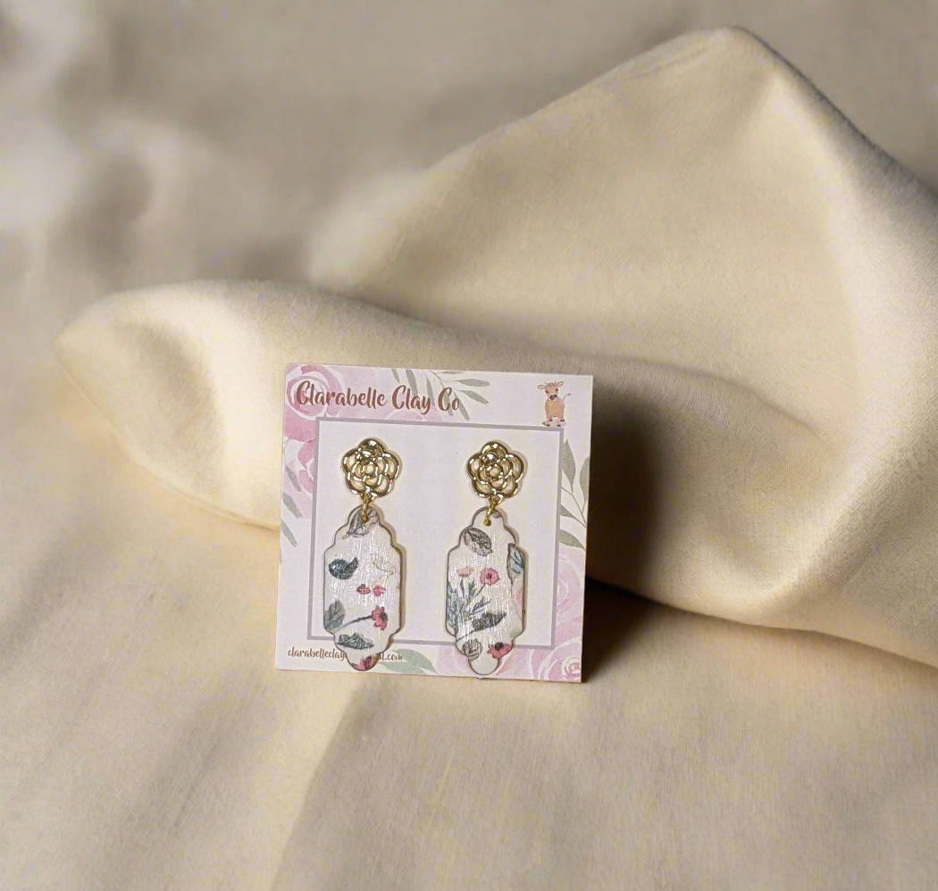 Floral Printed Earrings with Gold Flower Posts