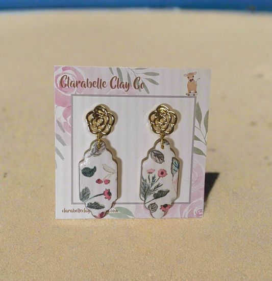 Floral Printed Earrings with Gold Flower Posts